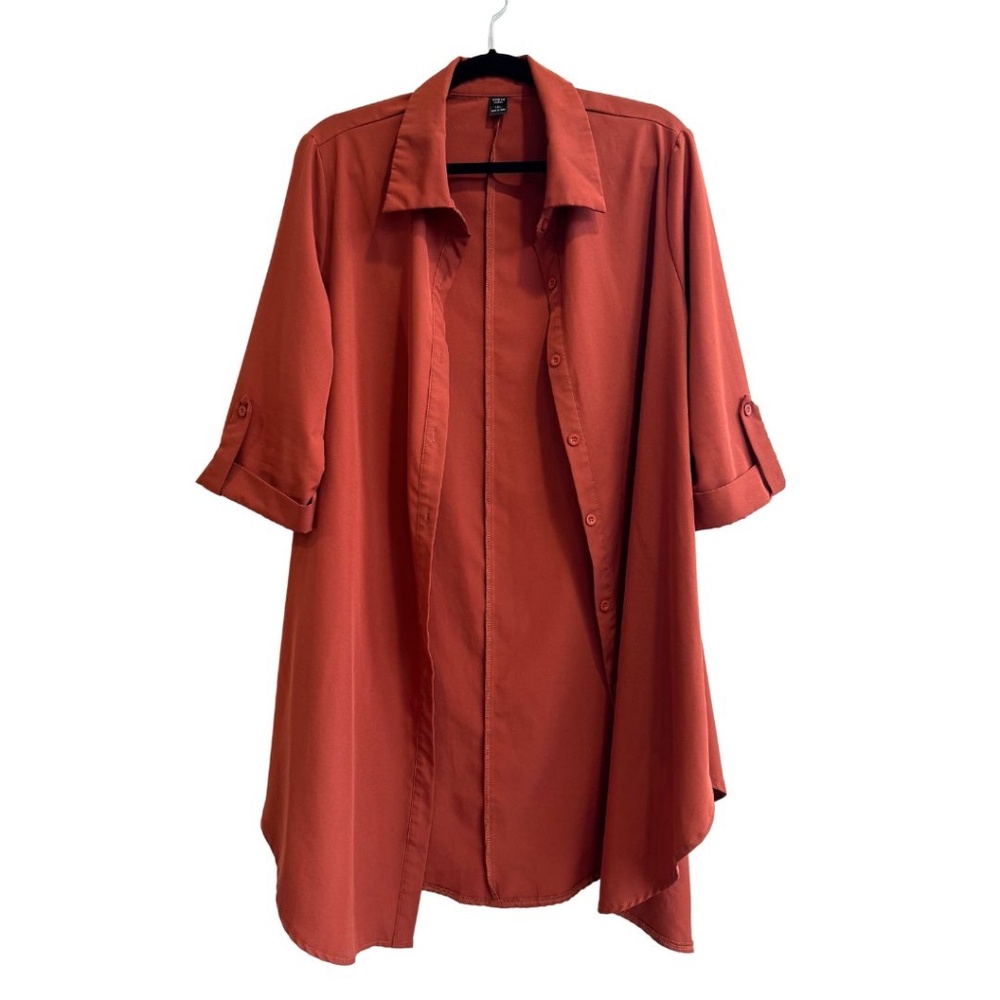 Burnt Orange Collared Button Down Tunic Women’s Plus Size 1XL